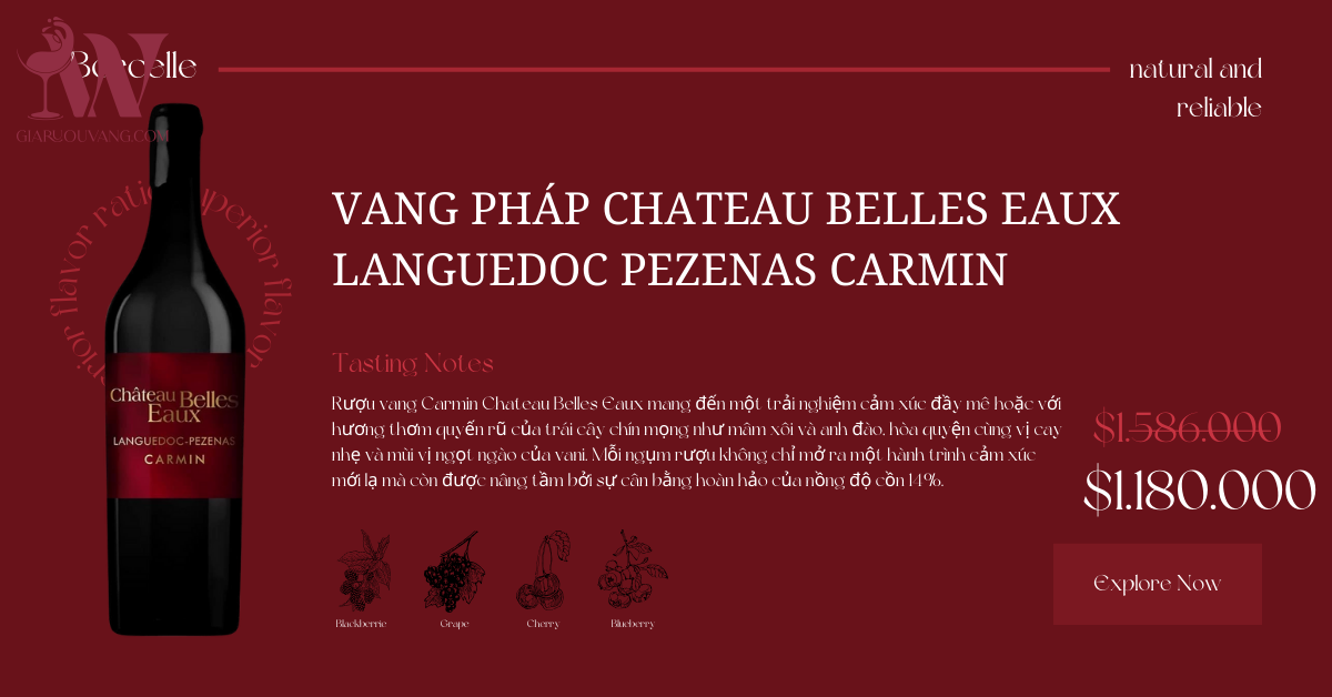 VANG PHÁP CHATEAU BELLES EAUX CARMIN
