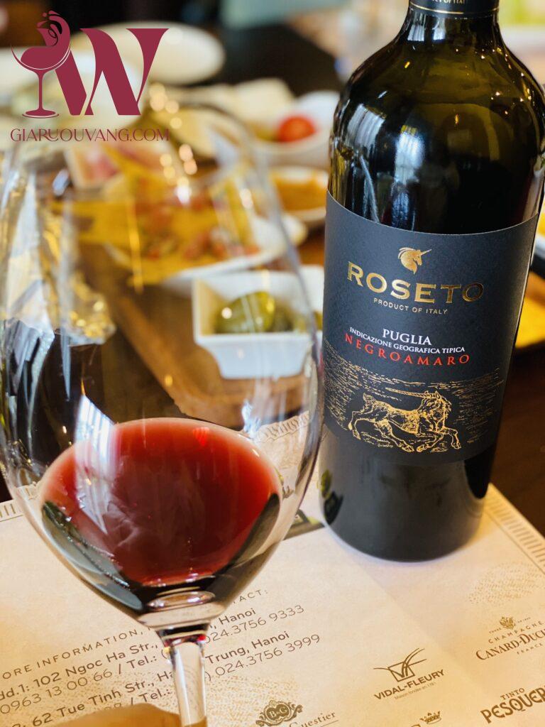 VANG Ý ROSETO NEGROAMARO PUGLIA 15 ĐỘ SIÊU RẺ