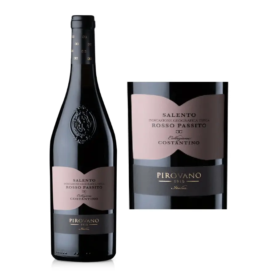 VANG Ý PIROVANO COLLEZIONE COSTANTINO SALENTO ROSSO PASSITO 14,5 ĐỘ