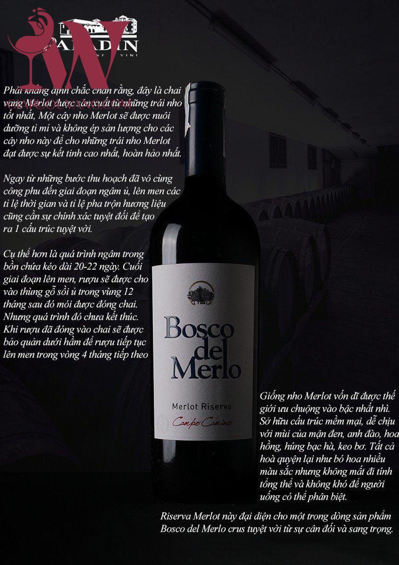 VANG Ý BOSCO DEL MERLO MERLOT RISERVA DOC 2019
