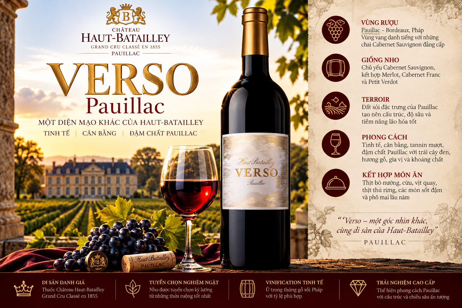 VANG PHÁP HAUT-BATAILLEY VERSO PAUILLAC