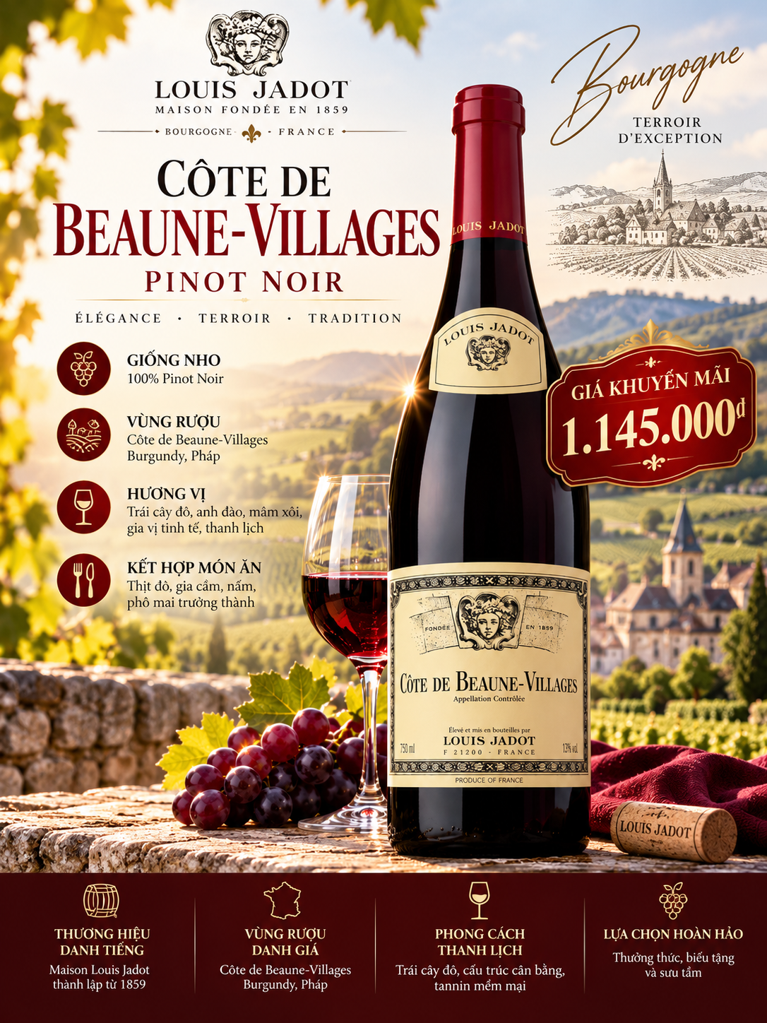 Vang Pháp Louis Jadot Côte de Beaune Villages