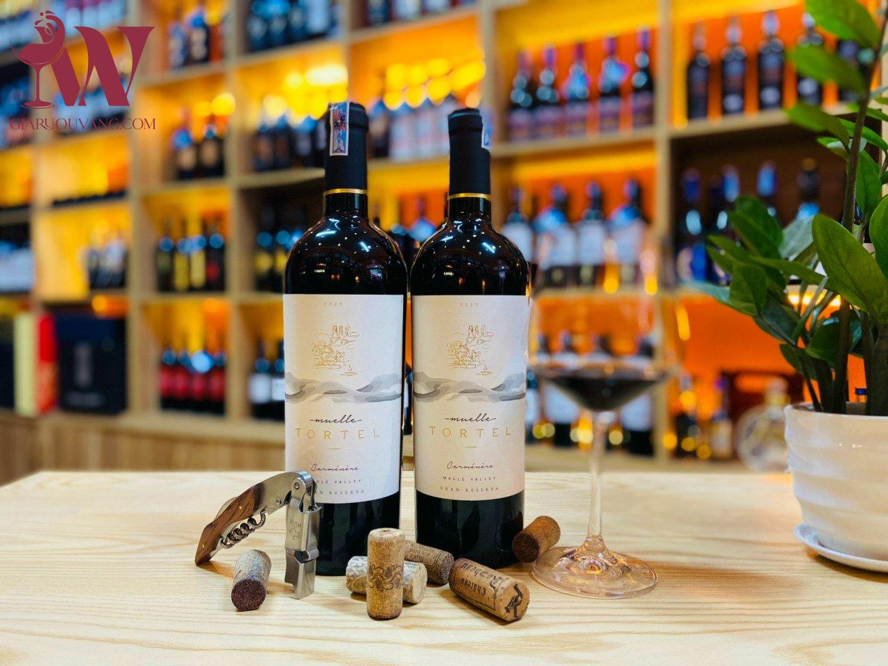 VANG CHILE MUELLE TORTEL GRAN RESERVA CARMENERE 14 ĐỘ