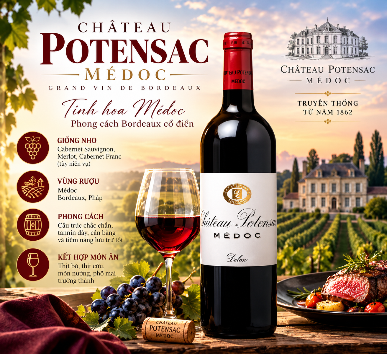 RƯỢU VANG CHÂTEAU POTENSAC MÉDOC