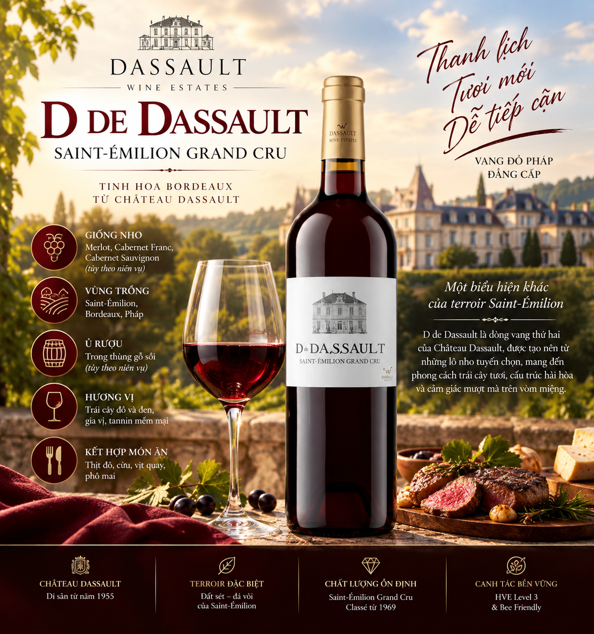 RƯỢU VANG PHÁP D DE DASSAULT SAINT-ÉMILION GRAND CRU