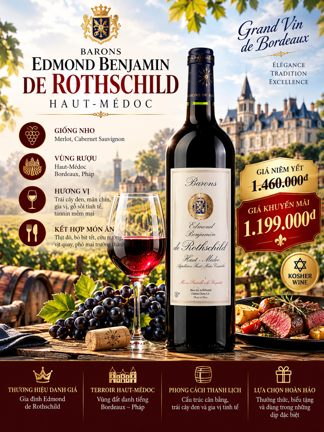 RƯỢU VANG PHÁP BARONS EDMOND BENJAMIN DE ROTHSCHILD HAUT-MÉDOC