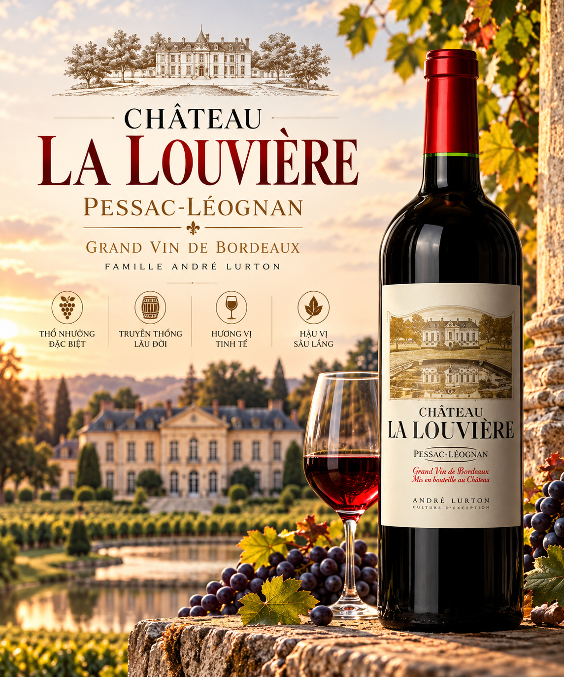 VANG PHÁP CHATEAU LA LOUVIERE PESSAC LEOGNAN