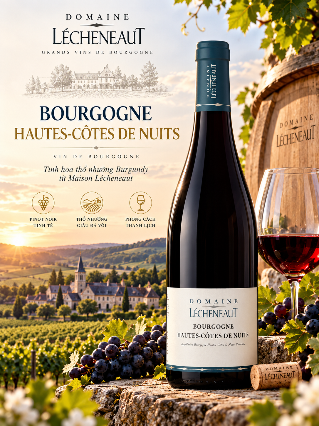 VANG PHÁP DOMAINE LÉCHENEAUT BOURGOGNE HAUTES-CÔTES DE NUITS