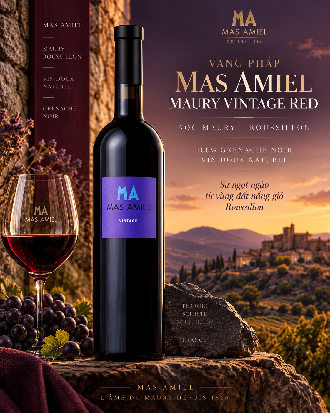 vang pháp Mas Amiel Maury Vintage Red