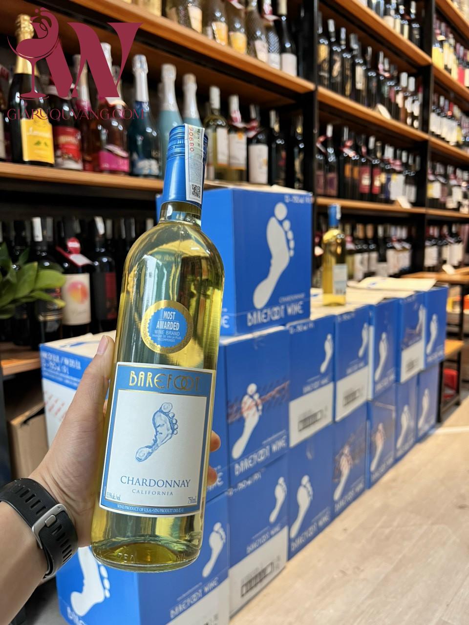 VANG TRẮNG MỸ BAREFOOT VARIETAL CHARDONNAY 13,5 ĐỘ-RẺ
