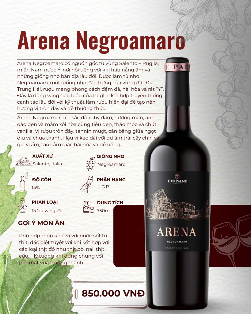 RƯỢU VANG Ý ARENA NEGROAMARO